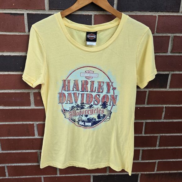Other - Harley Davidson Motorcycles Women Size Medium Yellow Jamaica T-shirt Round Neck
